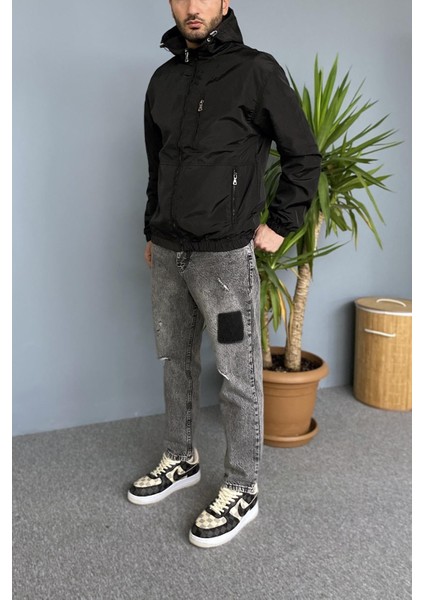 Kapüşonlu Siyah Yağmurluk fırsatları