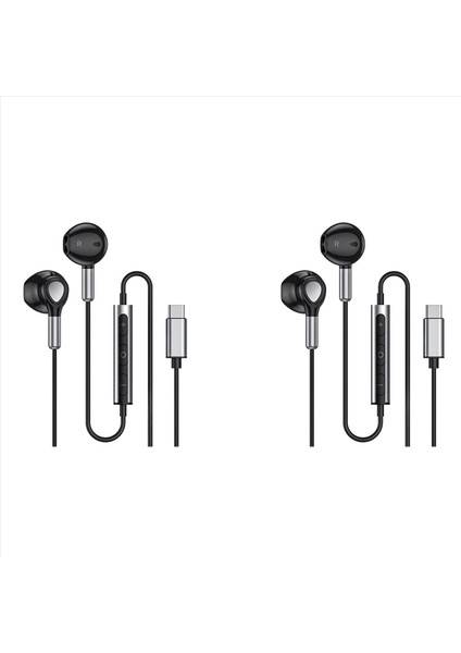 2x USB C Kulaklık Mikrofon ve Hacim Kontrollü Kulak Içi Kulaklık Samsung S22 S21 S20 Fe A53 Için C Tipi Kulaklık (Yurt Dışından)