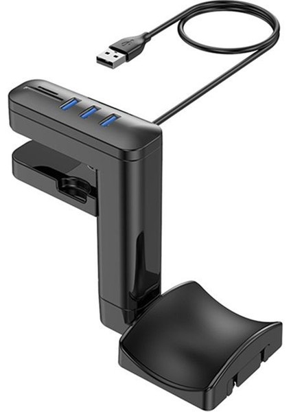 Kulaklık Braketi Döner Monte Pcheadset Ekran Standı Tutucu USB Bağlantı Noktaları ile Masa Kulaklıkları Askı Kancası (Yurt Dışından)