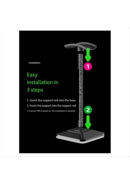 Kulaklık Tutucu Ortam Işık Pikap Aydınlatma Askı Head Band Stand Oyun Kulaklık Kulaklık Tutucu Siyah (Yurt Dışından) indirimleri