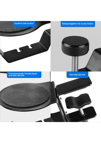 2 Arada Elverişli Kulaklık Standı 360 Dönen Kulaklık Kupası Tutucu Duvar Hook Montaj Kulaklıkları Stand Ekran Siyah (Yurt Dışından) fırsatları