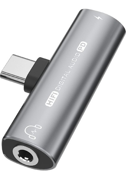 2ın1 USB Type-C-Usb C/3 5mm Kulaklık Adaptörü Kulaklık Dac Ses Dönüştürücü 32BIT/384KHZ Dijital Decoder PD27W Gri (Yurt Dışından)