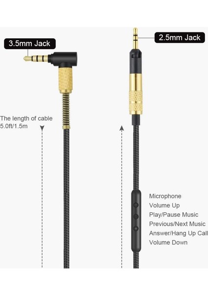 Kulaklıklar Sennheiser Için Sesli Ses Kablosu HD518 HD558 HD598 HD595 HD559 HD569 HD579 HD599 (Mikrofonlu) (Yurt Dışından) fiyatları