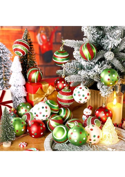 24 Pcs Noel Ağacı Top Süsleri 2.4 Inç Plastik Plastik Asma Süslemeleri Noel Dekoru (Yurt Dışından) fiyatları
