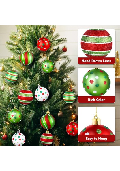 24 Pcs Noel Ağacı Top Süsleri 2.4 Inç Plastik Plastik Asma Süslemeleri Noel Dekoru (Yurt Dışından) fırsatları