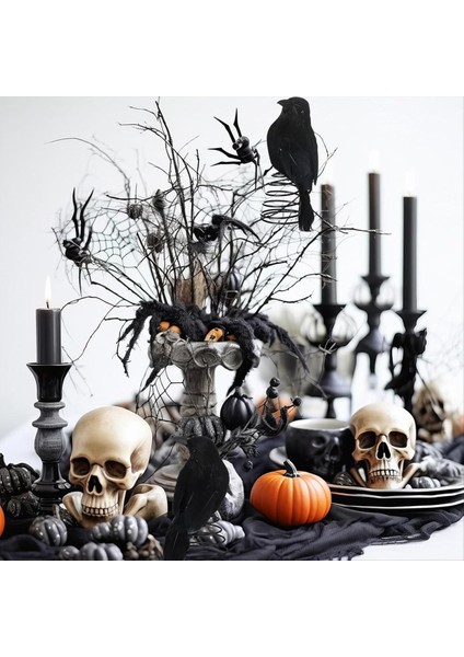 Cadılar Bayramı Mini Ağacı Topper Spooky Cadılar Bayramı Ağaç Süsleri Minyatür Noel Treetops Süsler Parti Için (Yurt Dışından) indirimleri