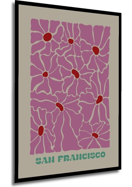 Çerçeve Görünümlü San Francisco Çiçekli Ahşap Mdf Dekoratif Ev Duvar Tablo Dikdörtgen Ev Duvar Tablo modelleri