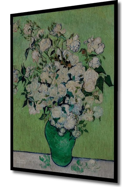 Çerçeve Görünümlü Van Gogh Beyaz Güller Dekoratif Ahşap Mdf Ev Duvar Tablo Dikdörtgen Ev Duvar Tablo fiyatları