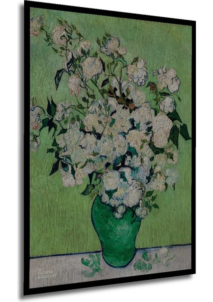 Çerçeve Görünümlü Van Gogh Beyaz Güller Dekoratif Ahşap Mdf Ev Duvar Tablo Dikdörtgen Ev Duvar Tablo modelleri