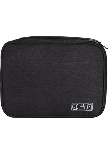 Üç Katmanlı Dijital Çanta Depolama Çantası Çok Fonksiyonlu Veri Kablo Depolama Çantası Mobil Güç Kulaklık Depolama Çantası Siyah (Yurt Dışından)