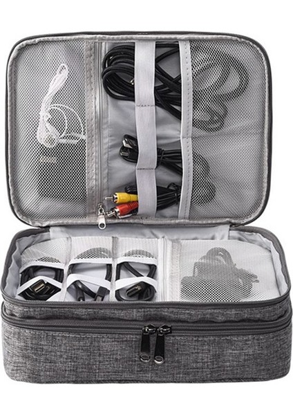 Üç Katmanlı Dijital Çanta Depolama Çantası Çok Fonksiyonlu Veri Kablo Depolama Çantası Mobil Güç Kulaklık Depolama Çantası Siyah (Yurt Dışından) fırsatları
