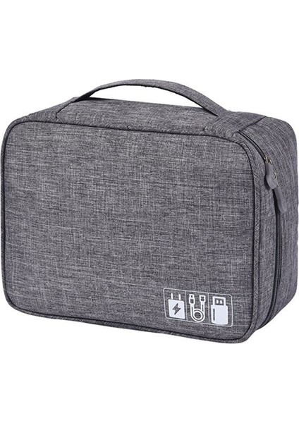 Taşınabilir Kablo Depolama Çantası Su Geçirmez USB Veri Hattı Şarj Cihazı Fişi Organizasyon Seyahat Organizatör Gri (Yurt Dışından)