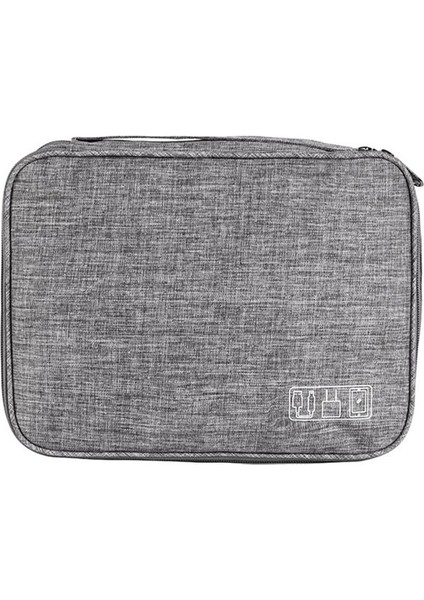 Üç Katmanlı Dijital Çanta Depolama Çantası Çok Fonksiyonlu Veri Kablo Depolama Çantası Mobil Güç Kulaklık Depolama Çantası Gri (Yurt Dışından)