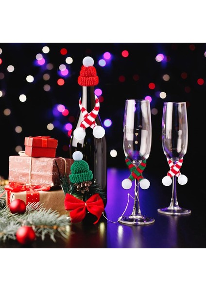 40 Pcs Mini Noel Örgü Şapkalar ve Eşarplar El Sanatları, Tiny Santa Cap ve Eşarp Süsleri (Yurt Dışından) indirimleri