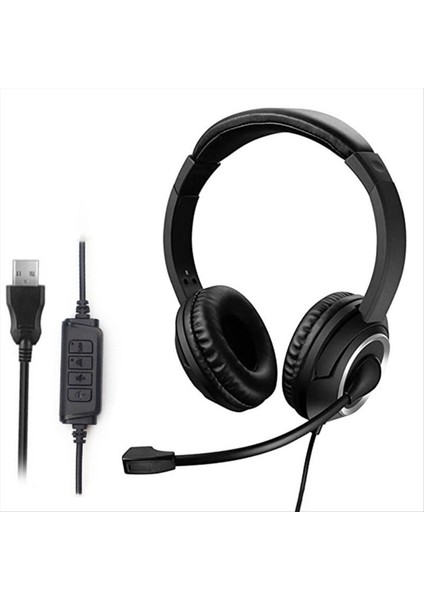 Kablolu USB Kulaklık Çağrı Merkezi Kulaklık Mikrofon Oyunu Gürültü ile Bilgisayar Pc Dizüstü Bilgisayar Için Kulak Aşırı Kulaklıklar (Yurt Dışından)