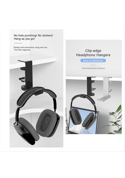 Klipsli Kulaklık Tutucu Z20 Klipsli Askı Hook Kulaklık Evrensel Askı Metal Masaüstü Tezgah Kancalar Gümüş (Yurt Dışından)