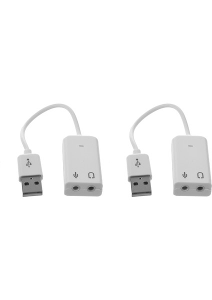 3pcs 3 5mm Mikrofon Kulaklık Soketi USB 2 0 Ses Kartı Hoparlör Ses Adaptörü Beyaz (Yurt Dışından)