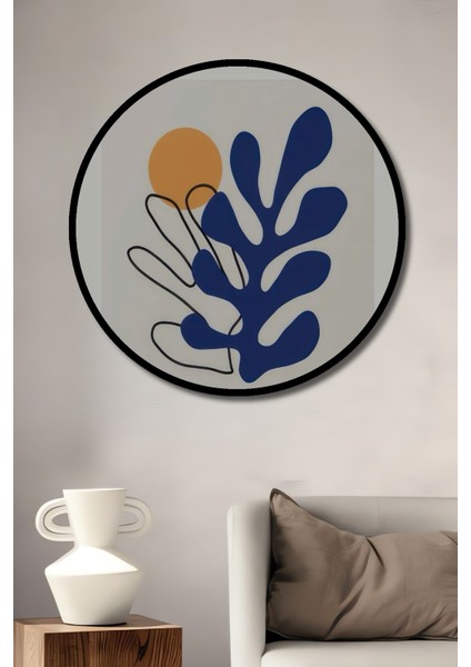 Çerçeve Görünümlü Matisse Ilhamlı Modern Ahşap Mdf Dekoratif Ev Duvar Tablo Yuvarlak Ev Duvar Tablo