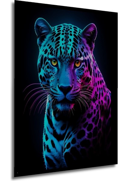 Çerçeve Görünümlü Işıltılı Neon Leopar Dekoratif Ahşap Mdf Ev Duvar Tablo Dikdörtgen Ev Duvar Tablo modelleri