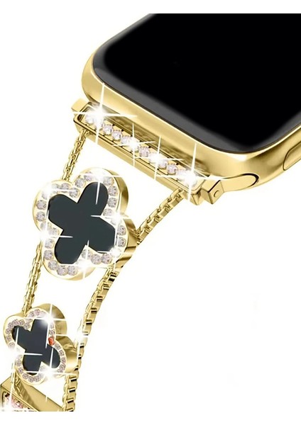 Apple Watch 11 10 42MM 9 8 7 6 Se Uyumlu 38 40 41MM Lüks Taşlı Çiçekli Metal Kordon – Şık Zarif Kadın Saat Kayışı indirimleri