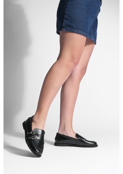 Kadın Loafer Makosen Tokalı Günlük Ayakkabı Ovora Siyah fırsatları