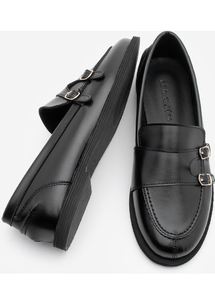 Kadın Loafer Makosen Tokalı Günlük Ayakkabı Ovora Siyah