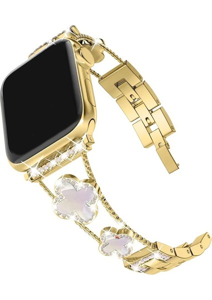 Apple Watch 11 10 9 8 7 6 Ultra Se Uyumlu 42 44 45 46 49MM Lüks Taşlı Çiçekli Metal Kordon – Şık Zarif Kadın Saat Kayışı modelleri
