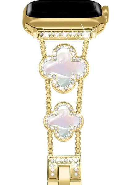 Apple Watch 11 10 9 8 7 6 Ultra Se Uyumlu 42 44 45 46 49MM Lüks Taşlı Çiçekli Metal Kordon – Şık Zarif Kadın Saat Kayışı fırsatları