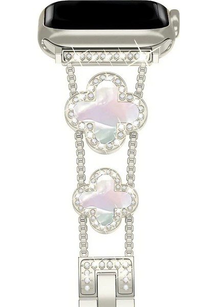 Apple Watch 11 10 42MM 9 8 7 6 Se Uyumlu 38 40 41MM Lüks Taşlı Çiçekli Metal Kordon – Şık Zarif Kadın Saat Kayışı fırsatları