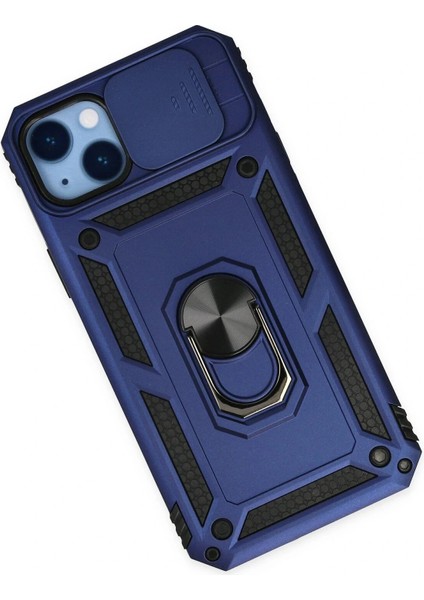 iPhone 14 Plus Kılıf Pars Lens Yüzüklü Silikon - Lacivert modelleri