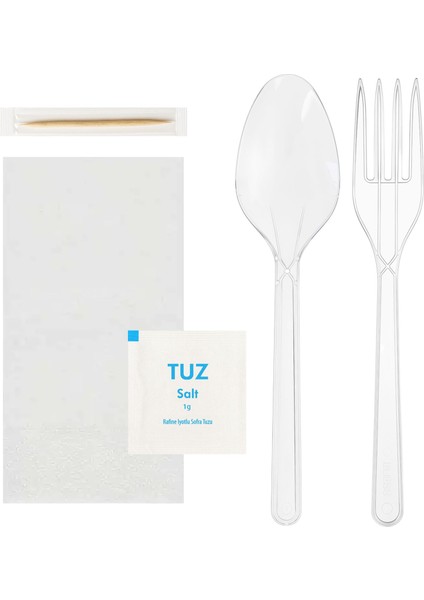 5li Lüks Yemek Seti Şeffaf (Ymkset-02-Seffaf) - 50 Adet