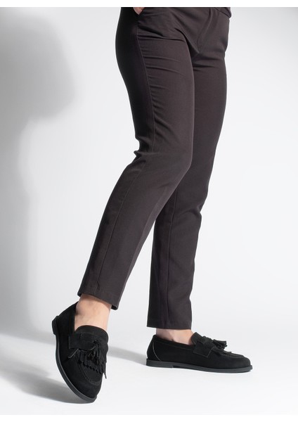 Kadın Loafer Püsküllü Günlük Ayakkabı Petlin Siyah Süet fırsatları