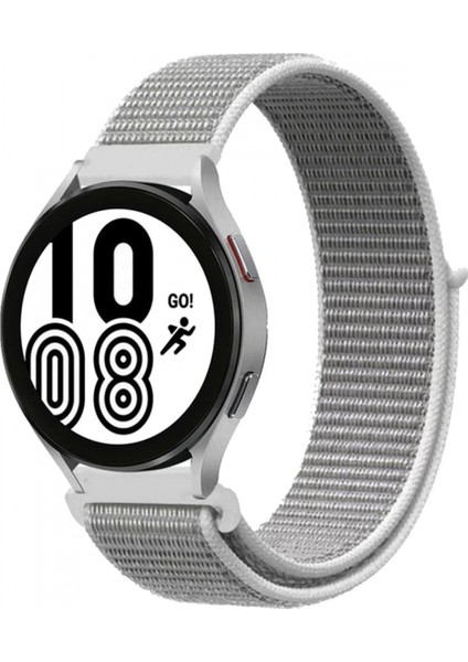 Samsung Galaxy Watch 4 Hasırlı Cırtcırtlı Kordon - Beyaz