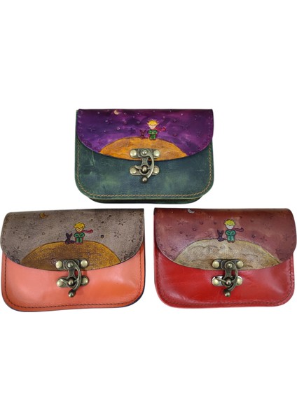 El Yapımı Hakiki Deri Küçük Prens Mini Kadın Çapraz Çanta - El Boyaması Sanatsal Vintage Omuz Çantası - Küçük Messenger Model fiyatları