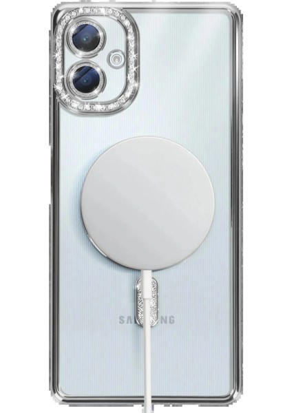 Samsung Galaxy A06 Joke Simli Magneticsafe Kılıf - Gümüş indirimleri