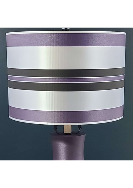 Yuvarlak Abajur - Çizgili Tasarım - Ams Renkli (Sadece Gölge)