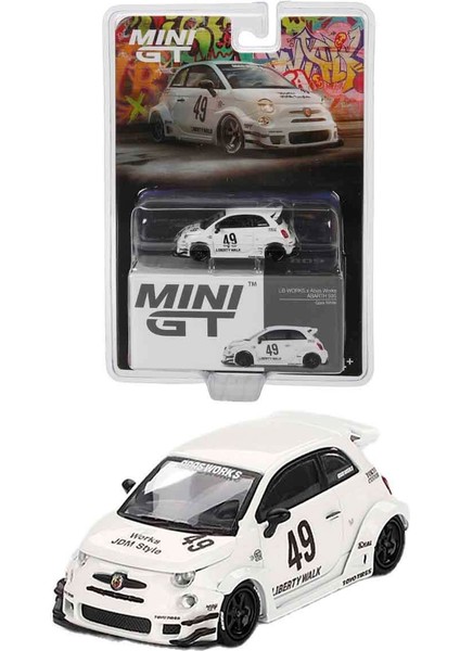 1:64 Mini Gt Lb-Works x Abas Works Abarth 595 Gara White Diecast Model Araba