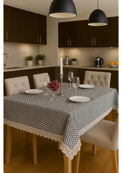 Lüks Modern Masa Örtüsü -Leke Tutmaz Su Geçirmez Dantel Detaylı Detaylı Masa Örtüsü modelleri