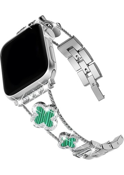 Apple Watch 11 10 9 8 7 6 Ultra Se Uyumlu 42 44 45 46 49MM Lüks Taşlı Çiçekli Metal Kordon – Şık Zarif Kadın Saat Kayışı modelleri