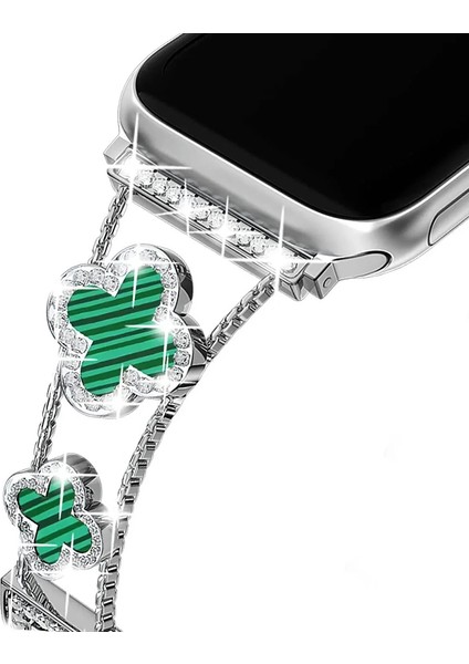 Apple Watch 11 10 9 8 7 6 Ultra Se Uyumlu 42 44 45 46 49MM Lüks Taşlı Çiçekli Metal Kordon – Şık Zarif Kadın Saat Kayışı indirimleri