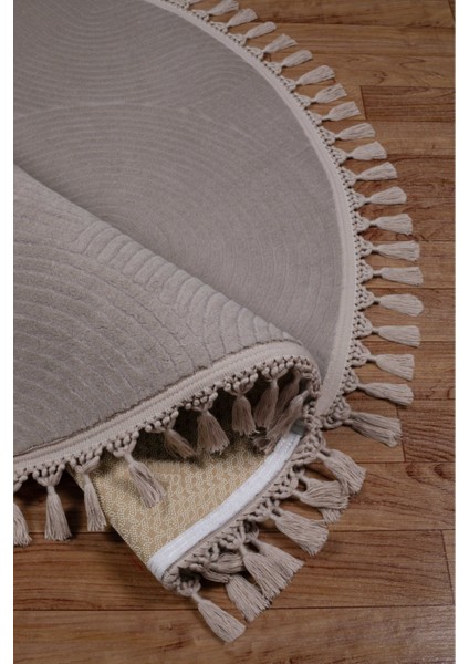 Rölyef Joy Daire Kaymaz Taban Kesme Halı Pon Pon Saçak fırsatları