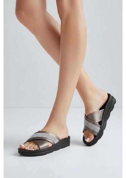 2233-VOGA Anatomik Tabanlı Kadın Günlük Terlik - NKT02233-GRI-37 fiyatları