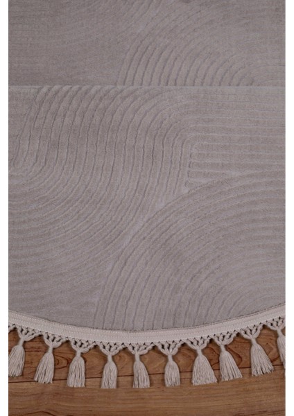 Rölyef Joy Daire Kaymaz Taban Kesme Halı Pon Pon Saçak modelleri