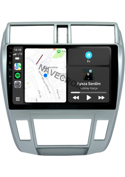 Honda Cıty 2009-12 10" Gri Uyumlu Android Multimedia Gerçek 4/64 Kablosuz Carplay Geri Görüş Kameralı