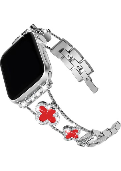 Apple Watch 11 10 9 8 7 6 Ultra Se Uyumlu 42 44 45 46 49MM Lüks Taşlı Çiçekli Metal Kordon – Şık Zarif Kadın Saat Kayışı modelleri