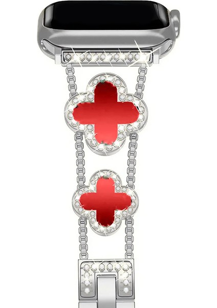 Apple Watch 11 10 9 8 7 6 Ultra Se Uyumlu 42 44 45 46 49MM Lüks Taşlı Çiçekli Metal Kordon – Şık Zarif Kadın Saat Kayışı fırsatları