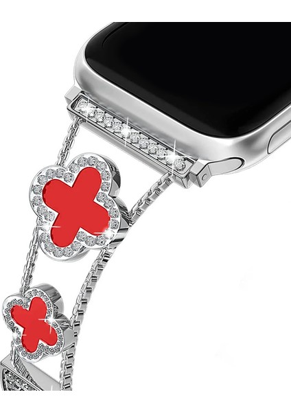 Apple Watch 11 10 9 8 7 6 Ultra Se Uyumlu 42 44 45 46 49MM Lüks Taşlı Çiçekli Metal Kordon – Şık Zarif Kadın Saat Kayışı indirimleri