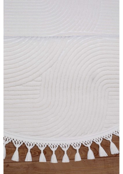 Rölyef Joy Daire Kaymaz Taban Kesme Halı Pon Pon Saçak modelleri