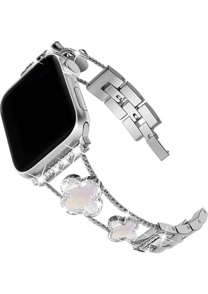 Apple Watch 11 10 42MM 9 8 7 6 Se Uyumlu 38 40 41MM Lüks Taşlı Çiçekli Metal Kordon – Şık Zarif Kadın Saat Kayışı modelleri