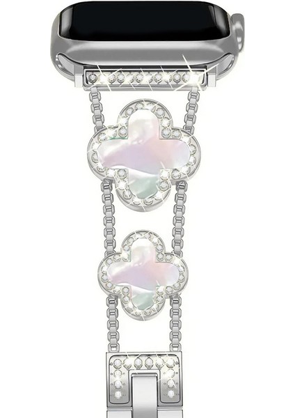 Apple Watch 11 10 42MM 9 8 7 6 Se Uyumlu 38 40 41MM Lüks Taşlı Çiçekli Metal Kordon – Şık Zarif Kadın Saat Kayışı fırsatları